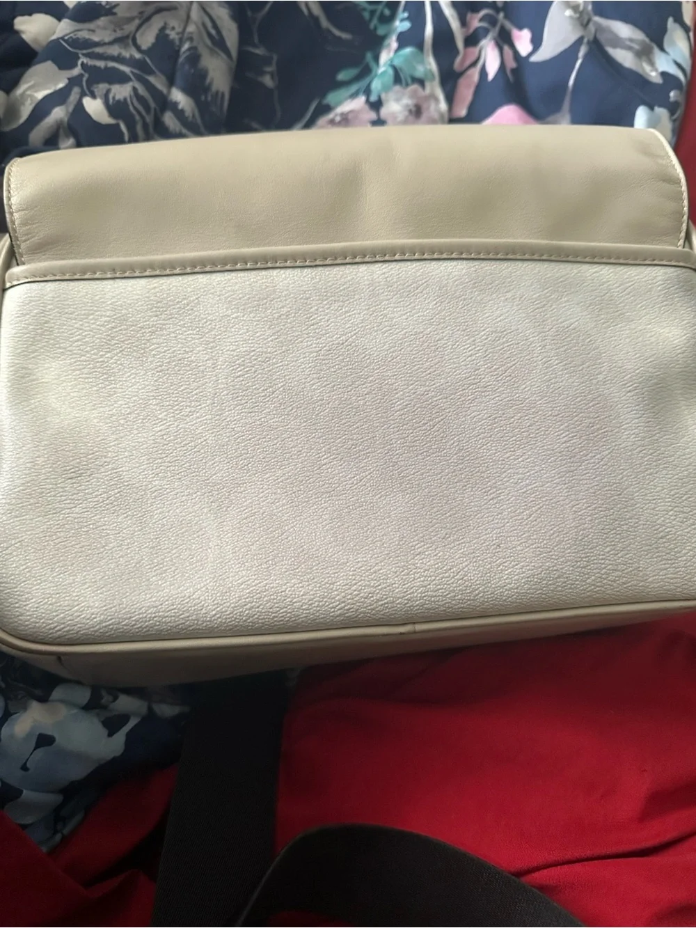 COACH Men's Messenger Bag in Light Taupe with Orange Straps